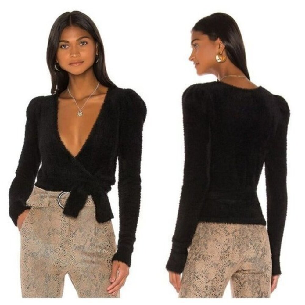 MAJORELLE Coco Wrap Sweater - Black